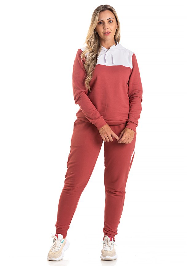 Conjunto Moletom Confort Peluciado Feminino Stella Terracota