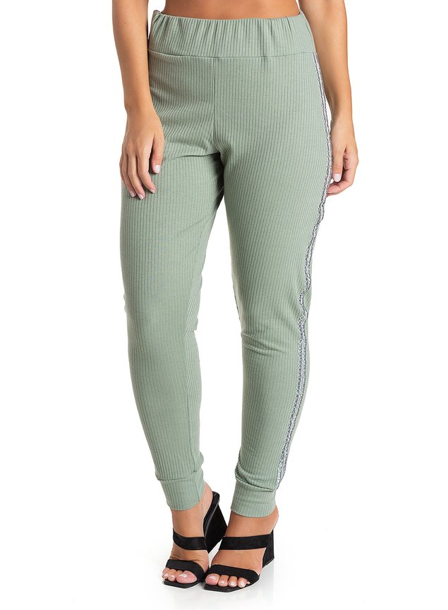 Calça Jogger Canelado com Brilho Feminino Day Verde