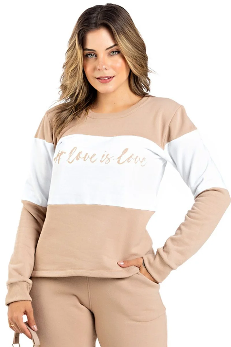 Casaco Feminino Moletom Peluciado Márcia Areia Donnab