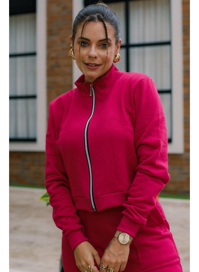 Jaqueta Moletom Felpado Feminino Vitória Vinho DONNAB