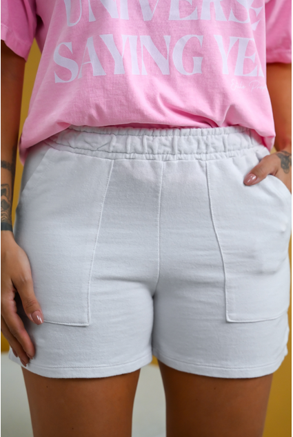 Shorts Feminino Moletom Branco Branco